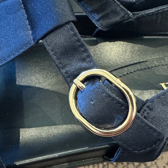 Zara Women's Blue Satin Buckle Sandals - Picture 4 of 6